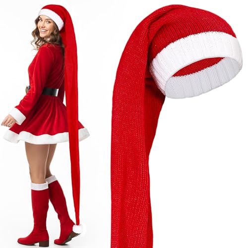 Bonuci 5 Feet Extra Long Christmas Santa Hat for...