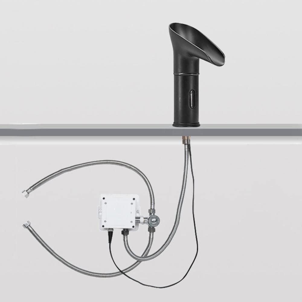 Retro Grifo con Sensor de Infrarrojos Frío y Caliente Grifo Cascada Lavabo Led Cambio de Color Grifo de Lavabo con Sensor-Antique_Alto