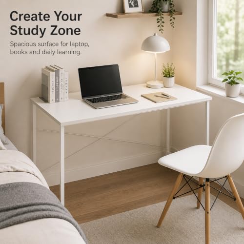 Image of FURLAY Slate Office Desk & Study Table for Students & Home Office, Engineered Wood Desk, Laptop & Computer Desk for Bedroom, Office, Work from Home | DIY (FFTS19, 91x45x77 CM)