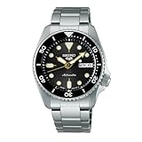 Seiko SRPL79K1 5 Sports SKX Reloj automático de Acero Inoxidable para Hombre, Caja de 38 mm, Negro/Plateado