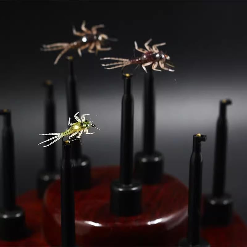 2 sets fly cake furniture fly tying wood handy storage tool enable to hold 9 flies ashtree solid wood portable base