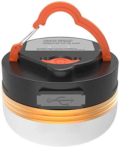 Portable LED Camping Lantern with Magnetic Base 1800mAh Power Bank USB Rechargeable 180lm LED Tent Light with 3 Modes, IP65 Waterproof Emergency Lamp for Hiking Fishing Indoor Outdoor Lighting
