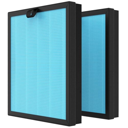 Image of 2 Pack MK07 Air Filter Replacement Compatible with MK07 Air Purifier, 4-in-1 Replacement Filter, Standard Version, Blue