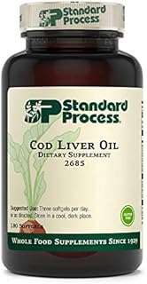 Standard Process Cod Liver Oil - EPA and DHA - Whole Food Eye Support, Skin Health, Antioxidant Supplement for Bone Health, Heart Health, Eye Health, Bone Strength, and Mood Support - 180 Softgels