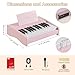 Kids Piano Keyboard, 25 Keys Digital Keyboard Mini Music Educational Instrument Toy, Rechargeable Wood Piano for 3yr+ Girls Boys Beginner Toddler (Pink)