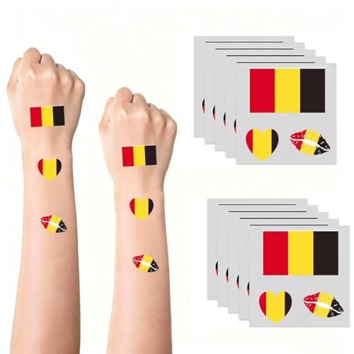 #VerdientProvisionen<br>Temporäres Tattoo mit belgischer Flagge – für die Fußball Weltmeisterschaft 2026 nationale Feiertage internationale Veranstaltungen und als Körperaufkleber für Fans