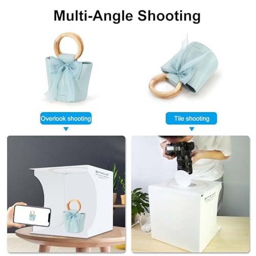 Photo Light Box 12" Portable Folding Photography Light Tent kit with White Light Warm Light and 6 Kinds Color Backgrounds for Small Size Items (12 inch - White)