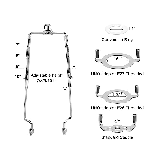 Arpa de lámpara ajustable de 7 a 10 pulgadas con adaptador de base E26 E27, juego de 2 3