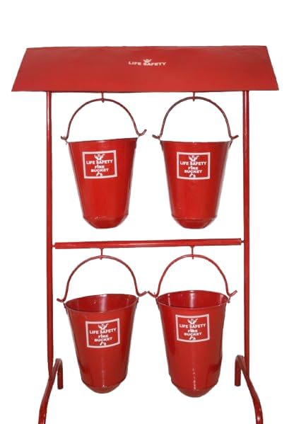 Bombay MS Heavy-Duty Alloy Steel Fire 4 Bucket Set with Stand & Canopy Red ISI Marked Indian-image-40