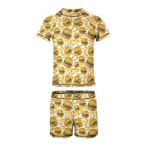 Hamburger and French FriesChildren's Swimsuits Boys Two Piece Suit10-12Y（150cm）4