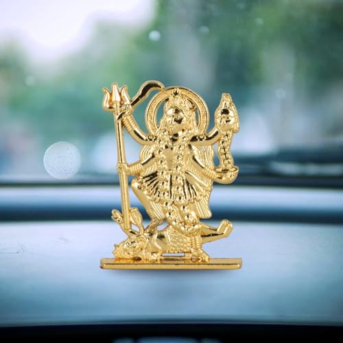 Image of BUC Mahakali Maa Both Side 2D Idol for Car Dashboard - Golden Finish Spiritual Mahakali Ji Statue for Car & Mandir Decor (S970-GOLD)