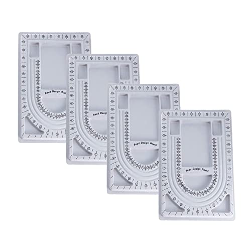 MIAO YUAN 4PCS DIY Hand String Necklace Design Plates Beaded Measuring Tray for Jewelry Making Size Measuring Panel Flocking Jewelry Finishing Tray
