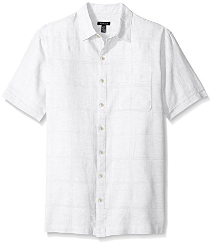 Van Heusen Men's Big and Tall Short Sleeve Windowpane Linen Cotton Shirt