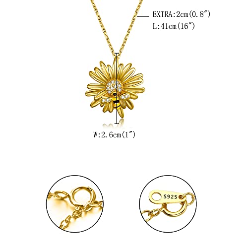 FANZE Charm Heart Necklace for Women,14K Gold Plated Sun Big Heart Rhinstone Pendant Necklace,Paperclip Chain Statement for Women Trendy4