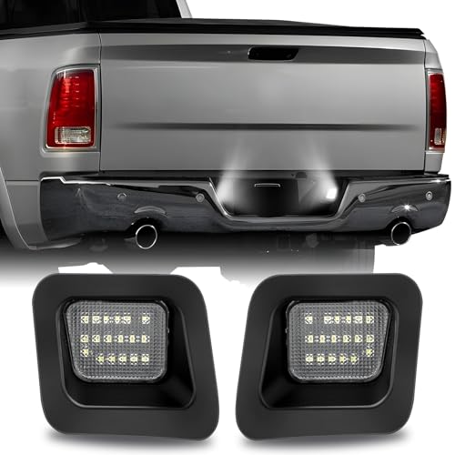 LECART Led License Plate Light for Dodge Ram 1500 2500 3500 Pickup Truck Smoke Housing White Lighting Tag Lamp Assembly Replacement Accessories 2 Pack