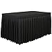 Tina 8' ft Polyester Fitted Tablecloth Table Skirt for Wedding Banquet Trade Show Black