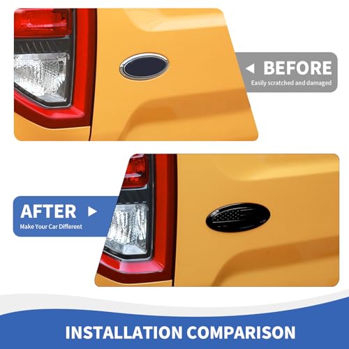 Image of RAZPOY for Bronco Emblem Cover, 5.31inch Rear Tailgate Overlay Badge Emblem Cover Trim Fit for 2021-2024 Ford Bronco & Bronco Sport, USA Flag Black