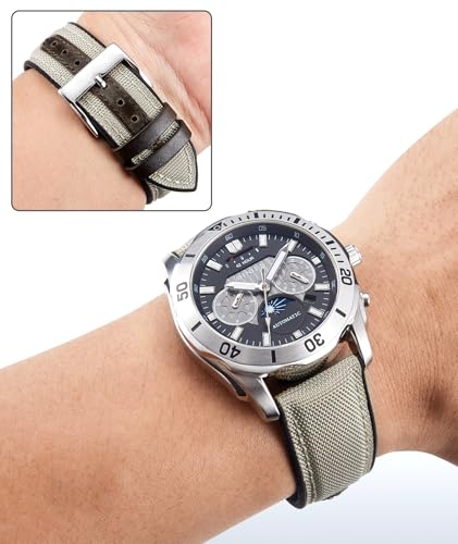 Image of BINLUN Nylon Silicone Watch Bands 18mm 19mm 20mm 21mm 22mm Quick Release Canvas Rubber Hybrid Watch Strap Replacement Watchband for Men Women 9 Colors Silver /Black Buckle