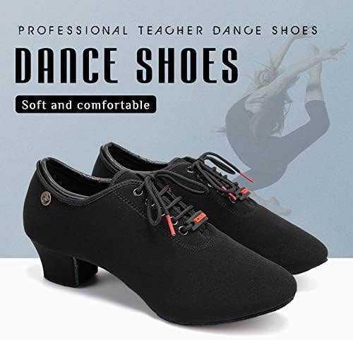 YKXLM Women Latin Ballroom Dance Shoes Practice Modern Salsa Teaching Performance Dancing Shoes,1.25''Heel,Black,8.5 US - 1