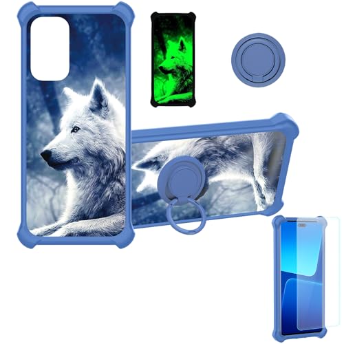bojioderf Coque Compatible pour Logicom Elio Coque Étui [avec Trempé 9H Protection D'écran] Case Support de Bague PC + Silicone YGL-LAN