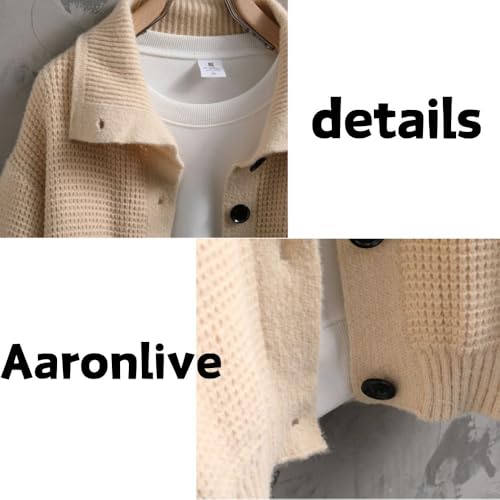 Aaronlive カーディガン メンズ ニット セーター 無地 ゆったり の商品画像 5