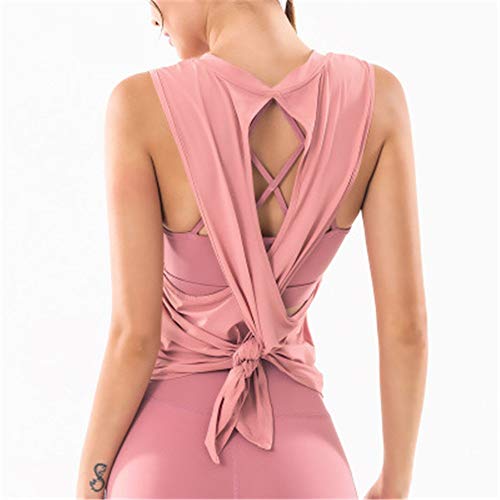 ChengBeautiful Yoga Tops Yoga Women's Sports T-shirt Sleeveless Quick-drying Running Vest for Women (Color : Pink, Size : S)