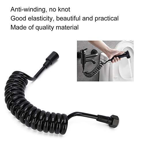 NOENNULL Spring Flexible Shower Hose, ABS Flexible Telescopic Shower Hose, Black, 2M - Image 3