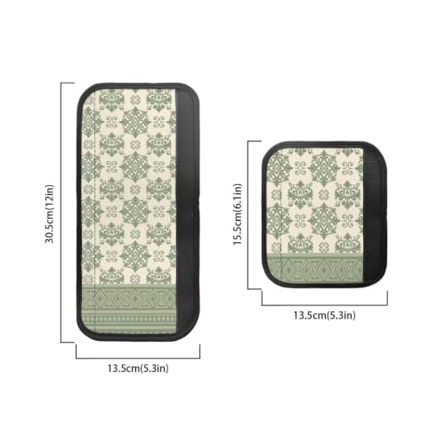 Image of Refrigerator Door Handle Covers Set of 6 Washable Kitchen Appliance Decor Handles Keep Clean Anti-Slip Fridge Accessories Home Decor, Damask Floral Pattern Green