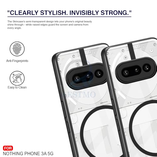Image of AESTMO Nothing Phone 3A 5G Back Cover | 360 Protection | Crystal Clear Hard Back Transparent | Compatible with MagSafe Accessories for Nothing Phone 3A 5G (PC+TPU, Black Bumper)