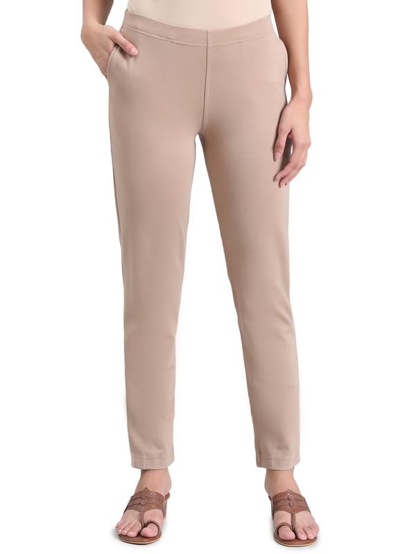 Image of GO COLORS Ponte Smart Kurti Pants Full Length for Women | Breathable, Mid Rise