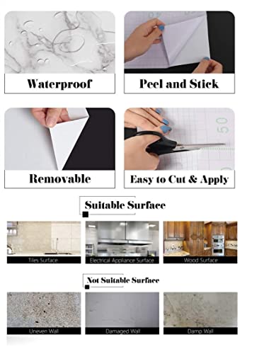 Image of WISDOM Stone Granite Marble Wallpaper Decorative Waterproof Adhesive Wallpaper Peel and Stick Countertop for Kitchen Table Others (Stone Blue Marble Wallpaper, 16 x 60)