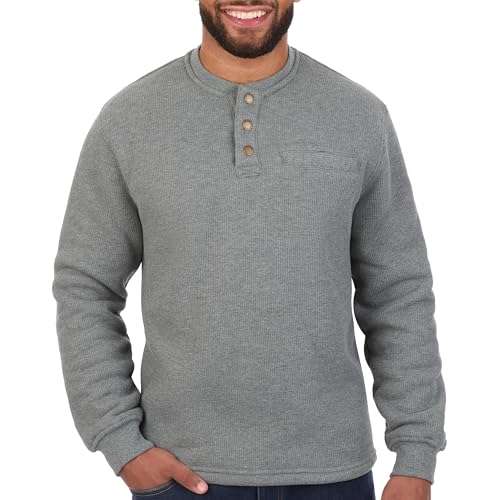 The American Outdoorsman Sherpa Lined Waffle Henley for Men - Thermal Long Sleeve Shirt Bonded Sherpa Lining For Outdoors