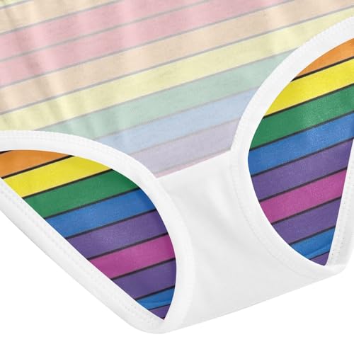 Rainbow Stripes Red Undies for Toddler Girls, Kids Underwear, 2T–8 Years4