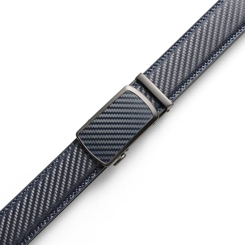Image of Drowsmen Leather ratchet belt 1 3 /8 inch with Click Sliding Automatic Buckle, Adjustable belt Trim to Fit