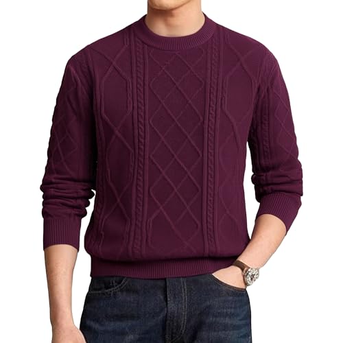 Pull torsadé homme en laine solide idéal pour les journées d'hiver
