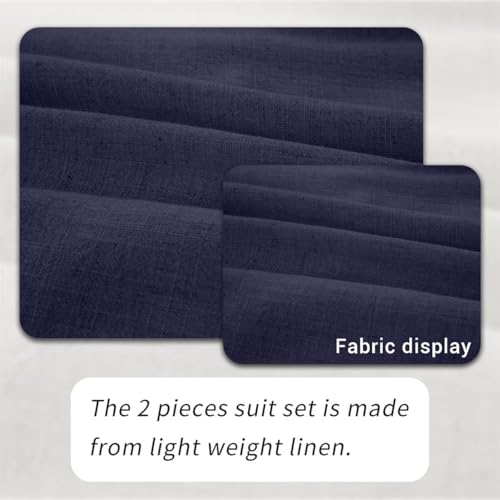 Retro Linen Mens Suit 2 Pieces Slim Fit Light Weight Linen Beach Summer Suits Tuxedo Set Jacket Blazer Pant for Men2