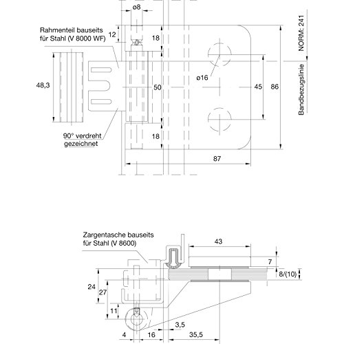 Dorma Glas 81136015099 TB Flügelt. J.Office, 48,5mm ALF1 Dorma Glass Door Hinge Wing Part Junior Office 11.360, 48.5 mm - Image 4