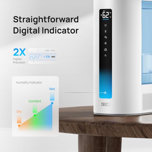 Image of DREO 6L Humidifiers for Bedroom, Smart Warm & Cool Mist for Large Room, 60Hr Quiet Runtime for Baby, Plant, Humidity Sensor, Indicator Light, 12H Timer, Google /Alexa, Blue