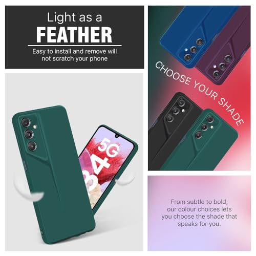 Image of WOW IMAGINE Slim Back Cover for Samsung Galaxy M34 5G | Galaxy F34 5G | Blade Series Ultra Thin Case with Lightweight Design | Camera Protection | Soft Matte Silicone Flexible Mobile Case - Green