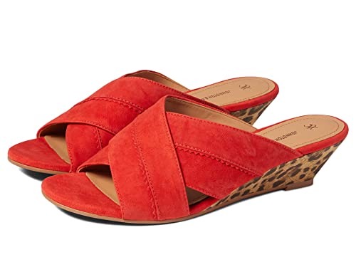 Johnston & Murphy Marlena Cross Band Slide Tomato Red Suede 7 M #TOP3