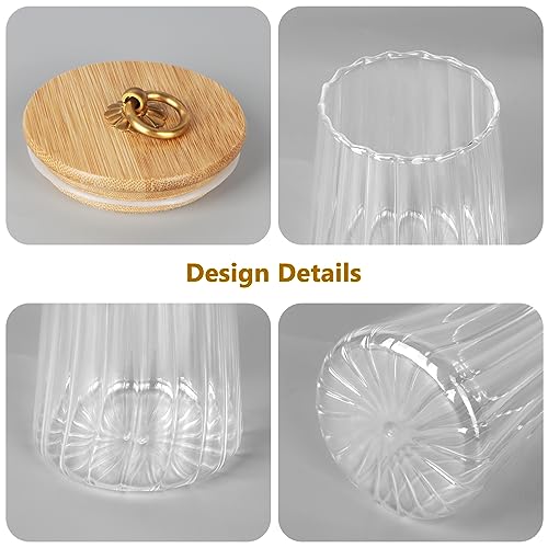 Yiter 2-Packs Glass Storage Jar, 700ml 24oz Clear Storage Canisters with Lids for Tea Coffee Nuts, Striped Glass Jars with Metal Handle for Kitchen, Pantry (Conical) - Cosy Home Interiors Yiter 2-Packs Glass Storage Jar, 700ml 24oz Clear Storage Canisters with Lids for Tea Coffee Nuts, Striped Glass Jars with Metal Handle for Kitchen, Pantry (Conical) - Image 4