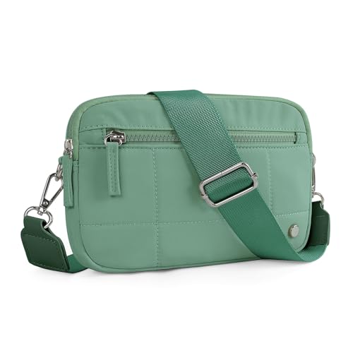 Quilted Crossbody Bags for Women Puffer Purse Cross Body Lightweight Nylon Shoulder Bag with Wide Strap