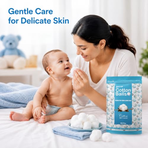 Image of White Cotton Ball For Personal Care, Skincare, Baby Care, Makeup Removal & Medical Use (100 Pieces, Pack of 5)