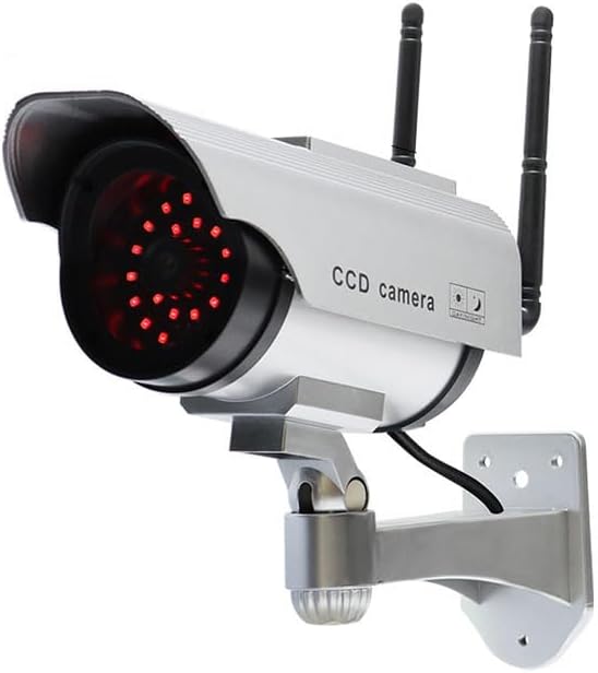 Solar Panel-Powered Dummy Camera Imitation CCTV Set Home Security Full Red LED Flashing Lights Deter Intruders