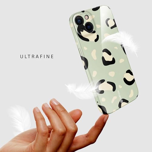 Housse iPhone 15 imprimé léopard vert menthe ONEFLOW avec protection caméra