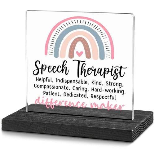 Speech Therapist Gift for Women Men, Speech Therapist Appreciation Gift for Her Graduation Retirement, Thank You Speech Therapist Difference Maker Desk Decor Sign for Home Office WDSS86