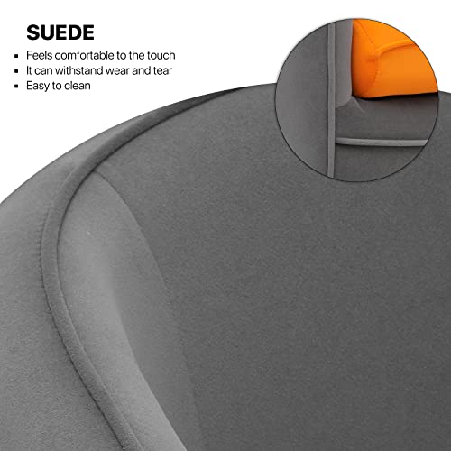 Monibloom Single Sofa Chair Modern Upholstered Accent Chair Armchair W/Backrest Pillow, Orange/Gray Contrasting Colors Upholstered Bedroom Barrel Chair Mid Century Modern Comfy Suede Singel Armchair #TOP3