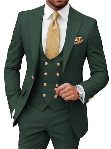 Wangyue 3 Piece Men's Suits Slim Fit Suits for Men Wedding Prom Tuxedo Suits Formal Business