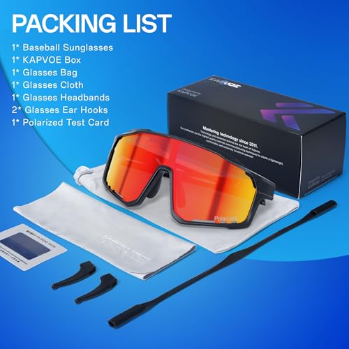 KAPVOE Youth Sports Sunglasses Polarized Kids Glasses for Baseball Softball Cycling Running Boys Girls Age 6-12 K9033 — view 6