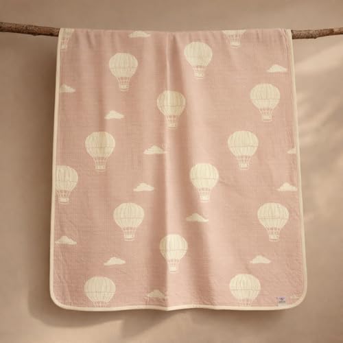 Image of 100% Cotton 6-Layer Muslin Baby Blanket | Super Soft, Breathable & All Seasons Multipurpose Blanket for Babies (Parachute - Baby Pink)